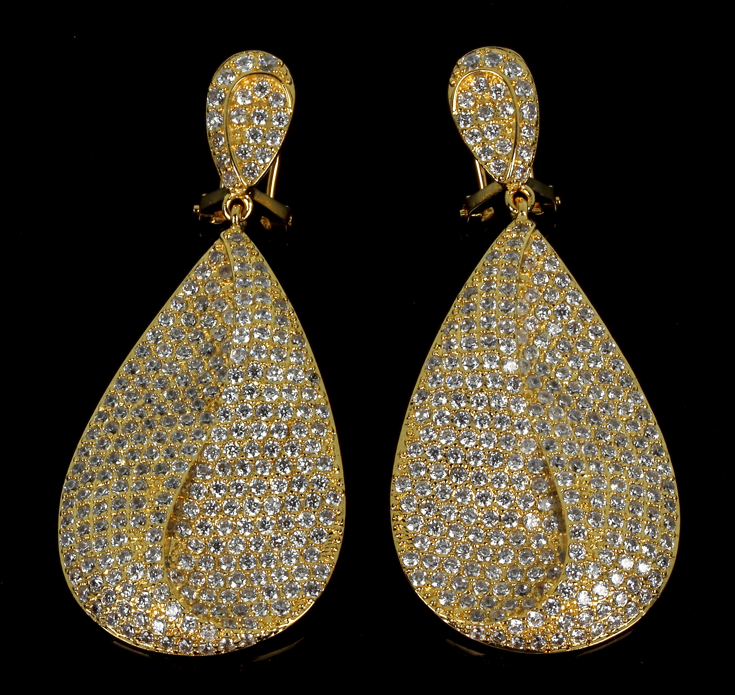 Gold Leaf Earrings Long Zircon Earrings Luxury Women Earrings Lead Free